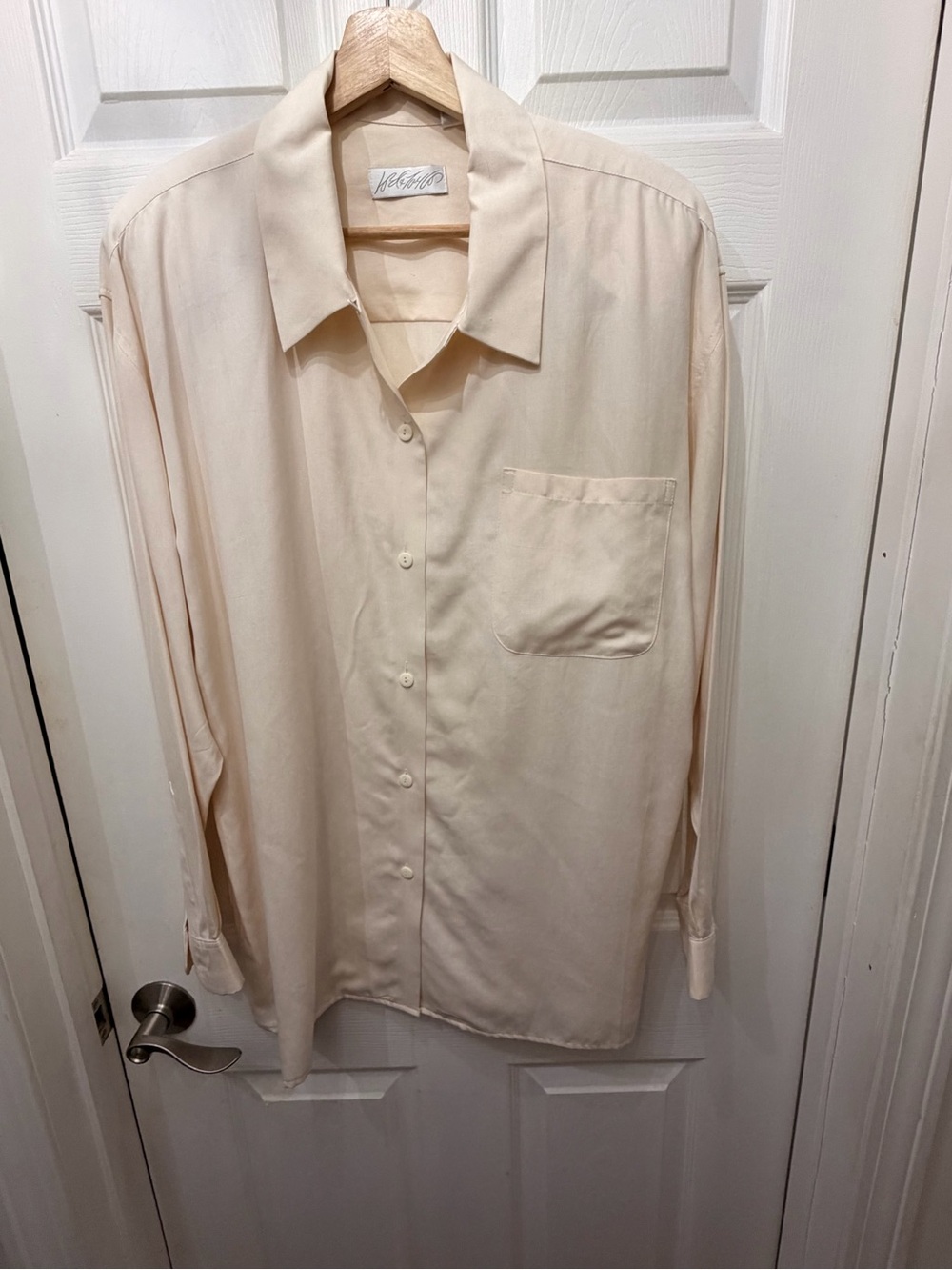 Vintage Lord & Taylor Soft Cream Silk  Button-Down Blouse